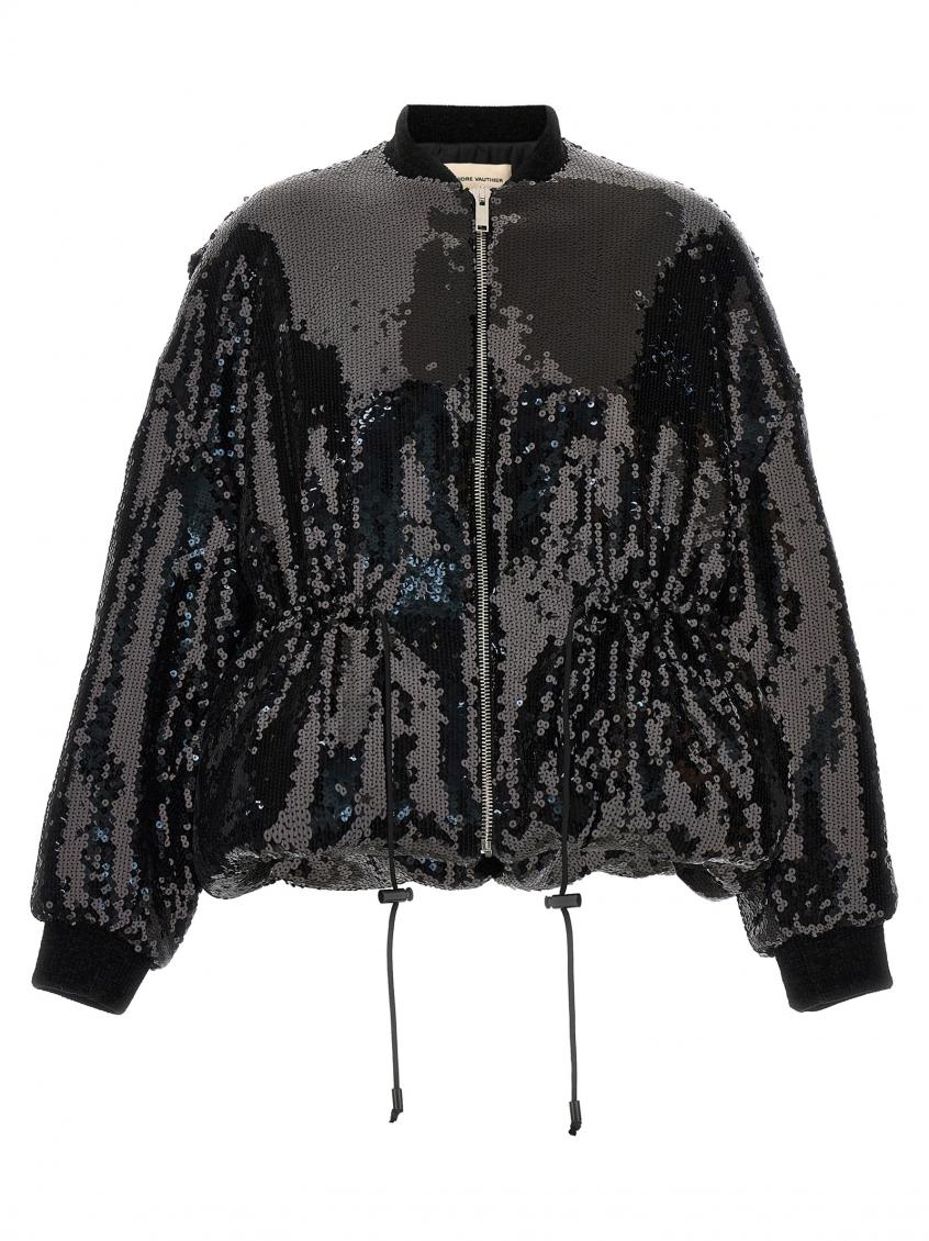 Black Sequin Bomber Jacket 1