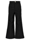 Black Cropped Silk Blend Pants 1
