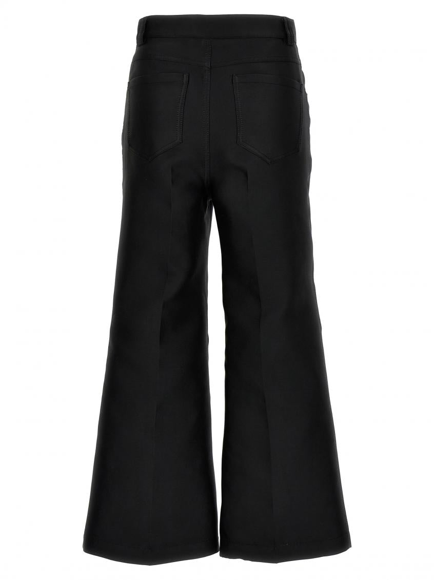 Black Cropped Silk Blend Pants 3