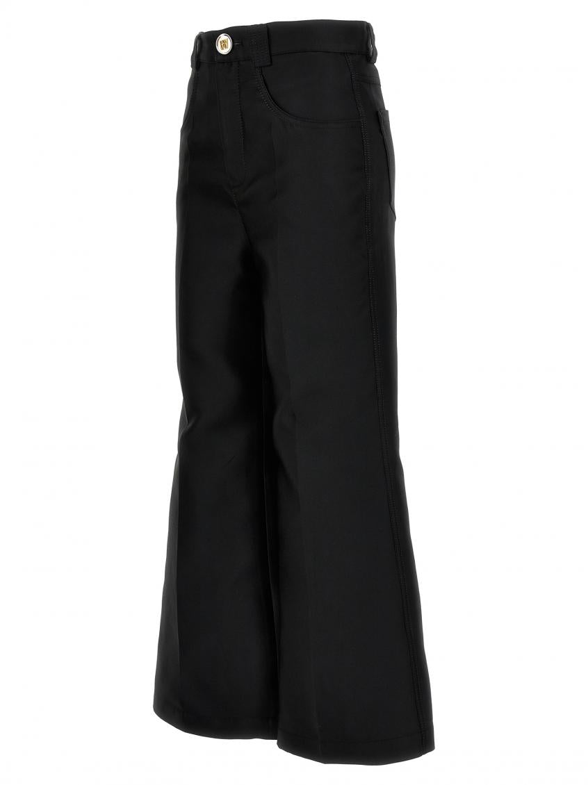 Black Cropped Silk Blend Pants 4