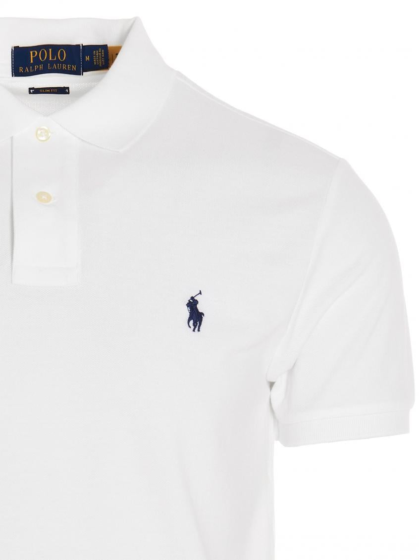 White Logo Embroidery Polo 4