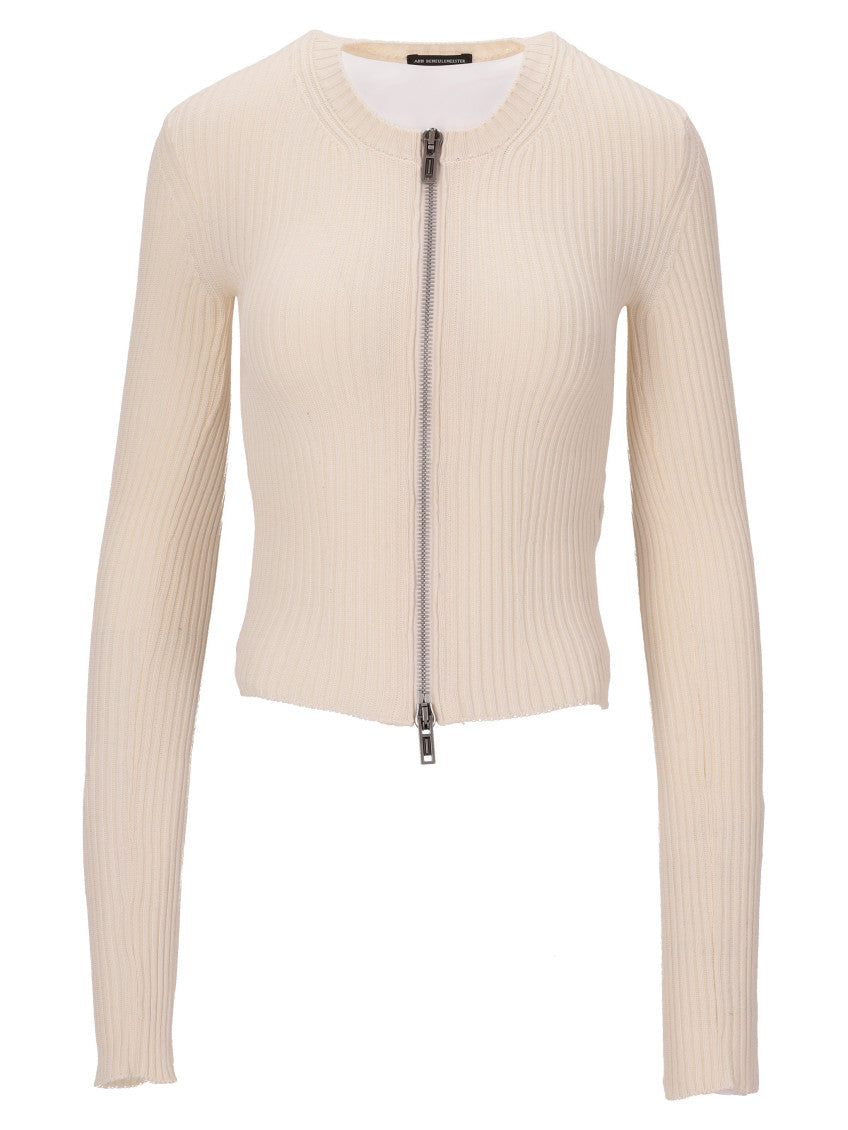 Beige Terna Cropped Zip-Up Cardigan 1
