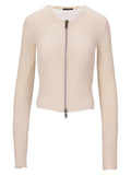 Beige Terna Cropped Zip-Up Cardigan 1