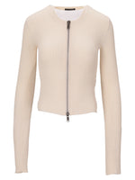 Beige Terna Cropped Zip-Up Cardigan 1