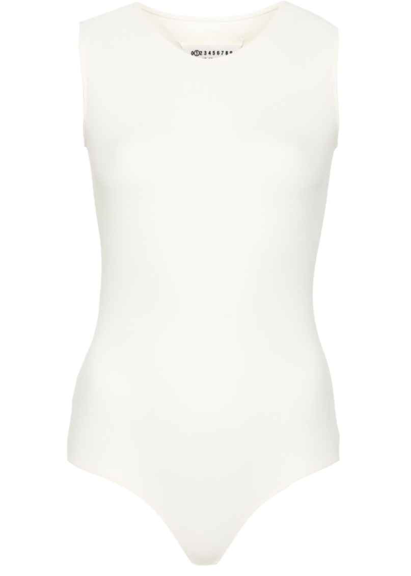 Off White Sleeveless Jersey Bodysuit 1