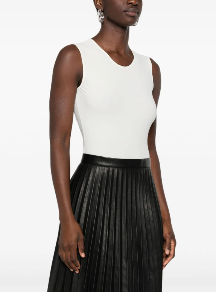Off White Sleeveless Jersey Bodysuit 3