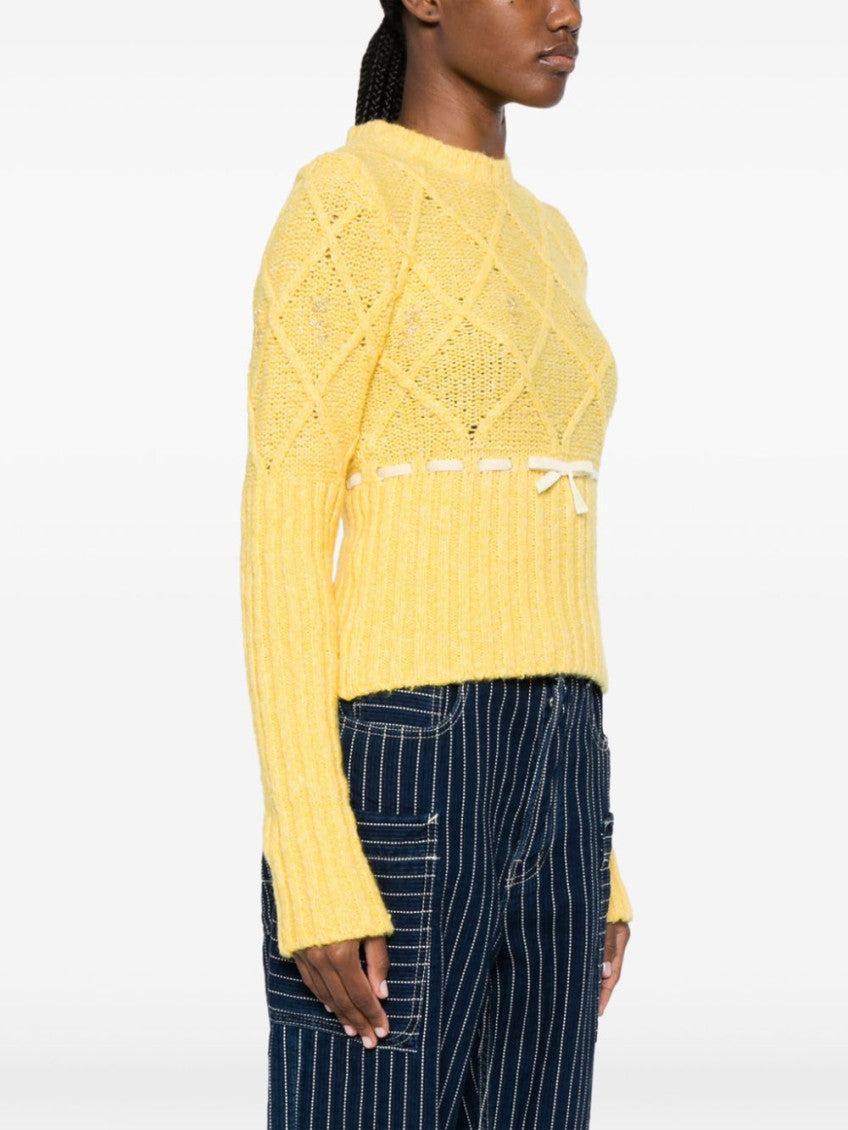 Yellow Interwoven-design Sweater 3