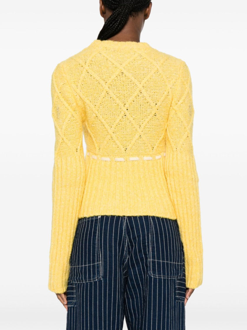 Yellow Interwoven-design Sweater 4