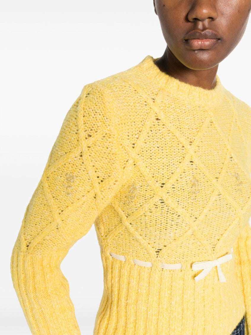 Yellow Interwoven-design Sweater 5