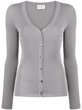 Grey V-neck ribbed cardigan 1