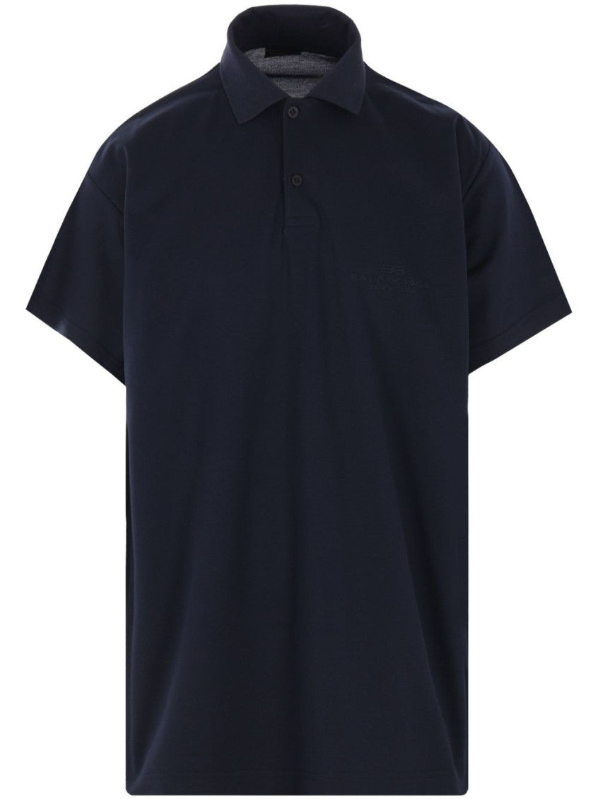 Blue Embroidery polo shirt 1
