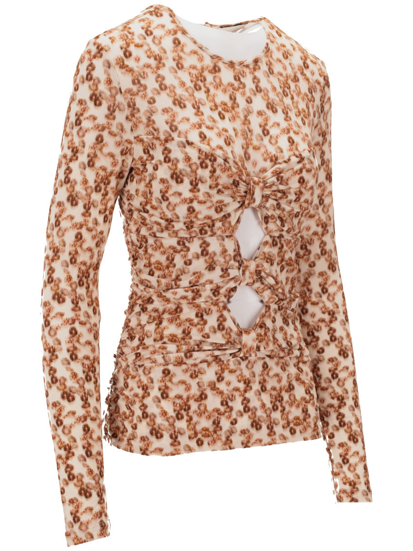 Multicolour Round Neck Floral Pink Top 2