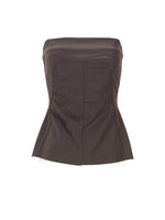 Brown Strapless Panelled Design Top 1