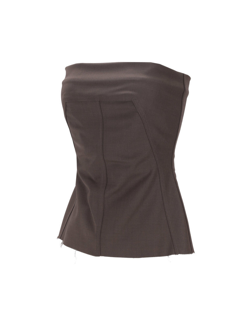 Brown Strapless Panelled Design Top 3