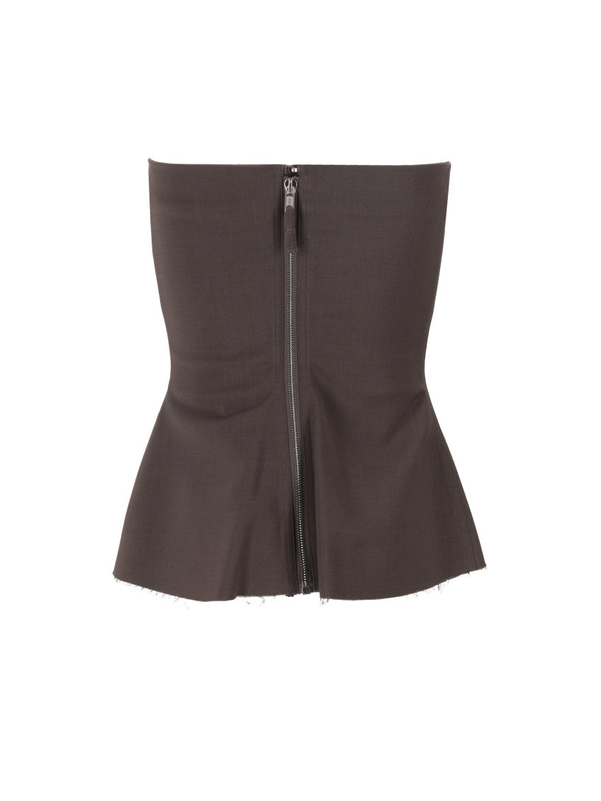 Brown Strapless Panelled Design Top 4