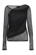 Black Round Neck Draped Top 1