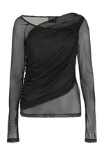 Black Round Neck Draped Top 1