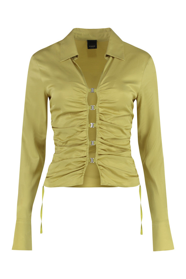 Green Spread Collar Shirt Top 1