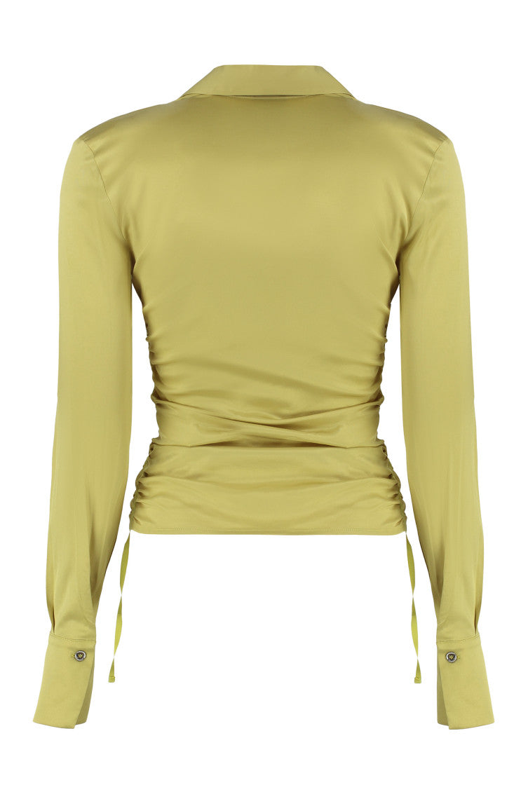 Green Spread Collar Shirt Top 2