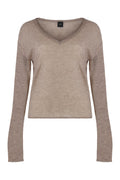 Beige V-Neck Sequin Top 1