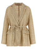 Beige 'Dazzling Net Embroidery' Organza Blazer 1