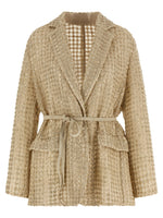 Beige 'Dazzling Net Embroidery' Organza Blazer 1