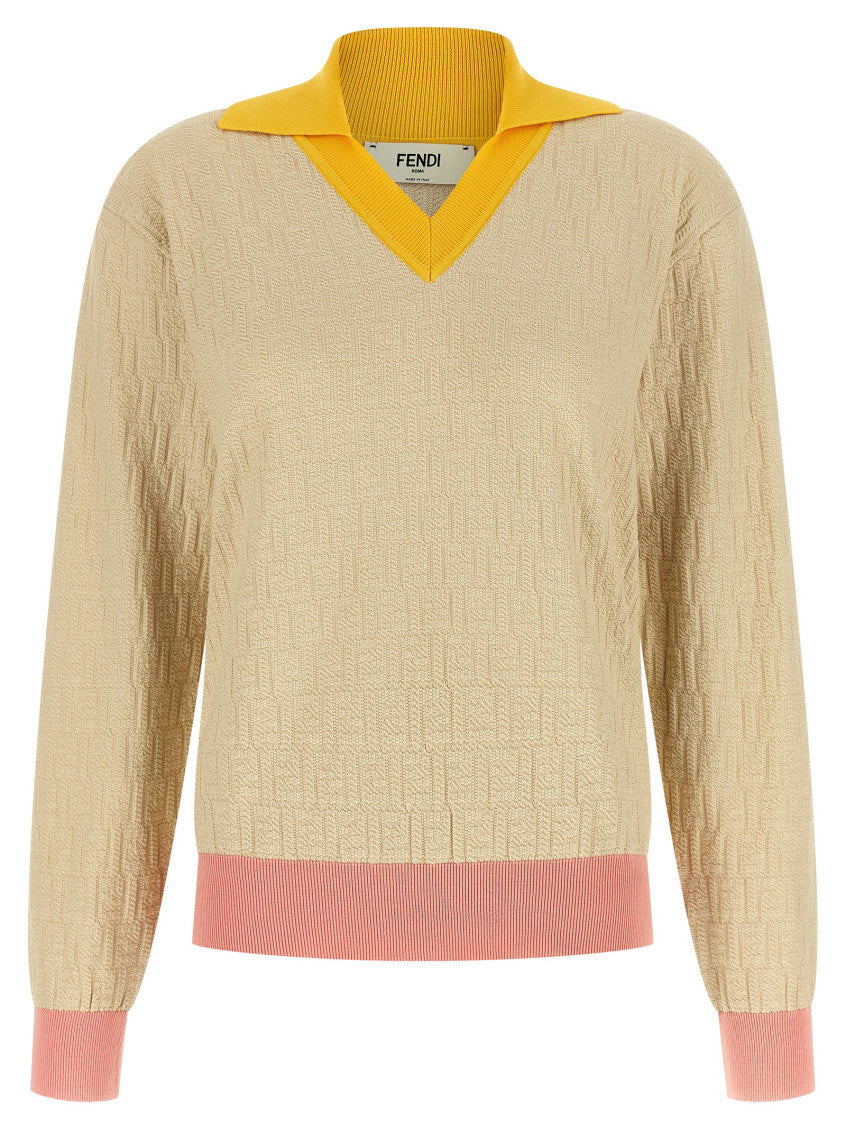 Beige FF Jacquard Sweater 1