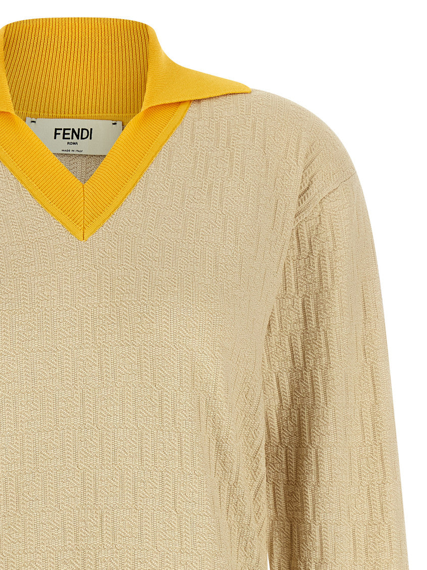 Beige FF Jacquard Sweater 3