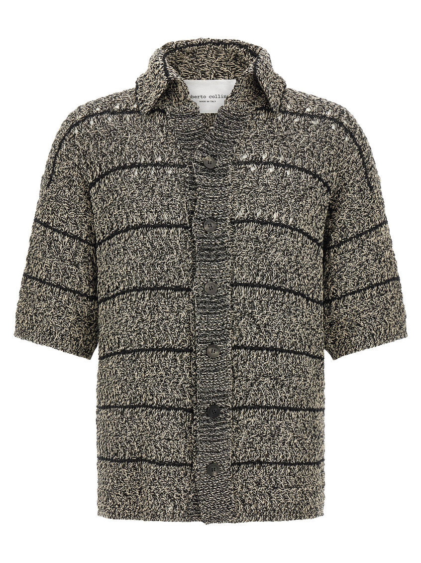 Black Mouliné Insert Cardigan 1