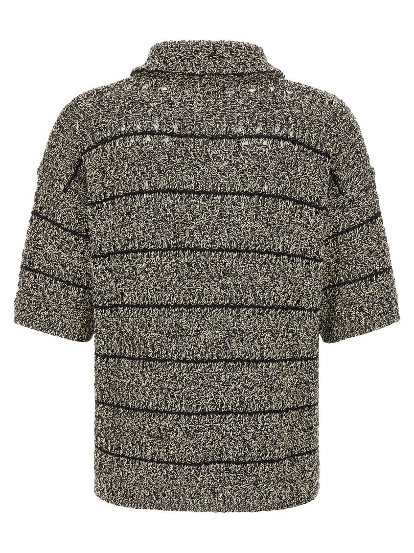 Black Mouliné Insert Cardigan 2