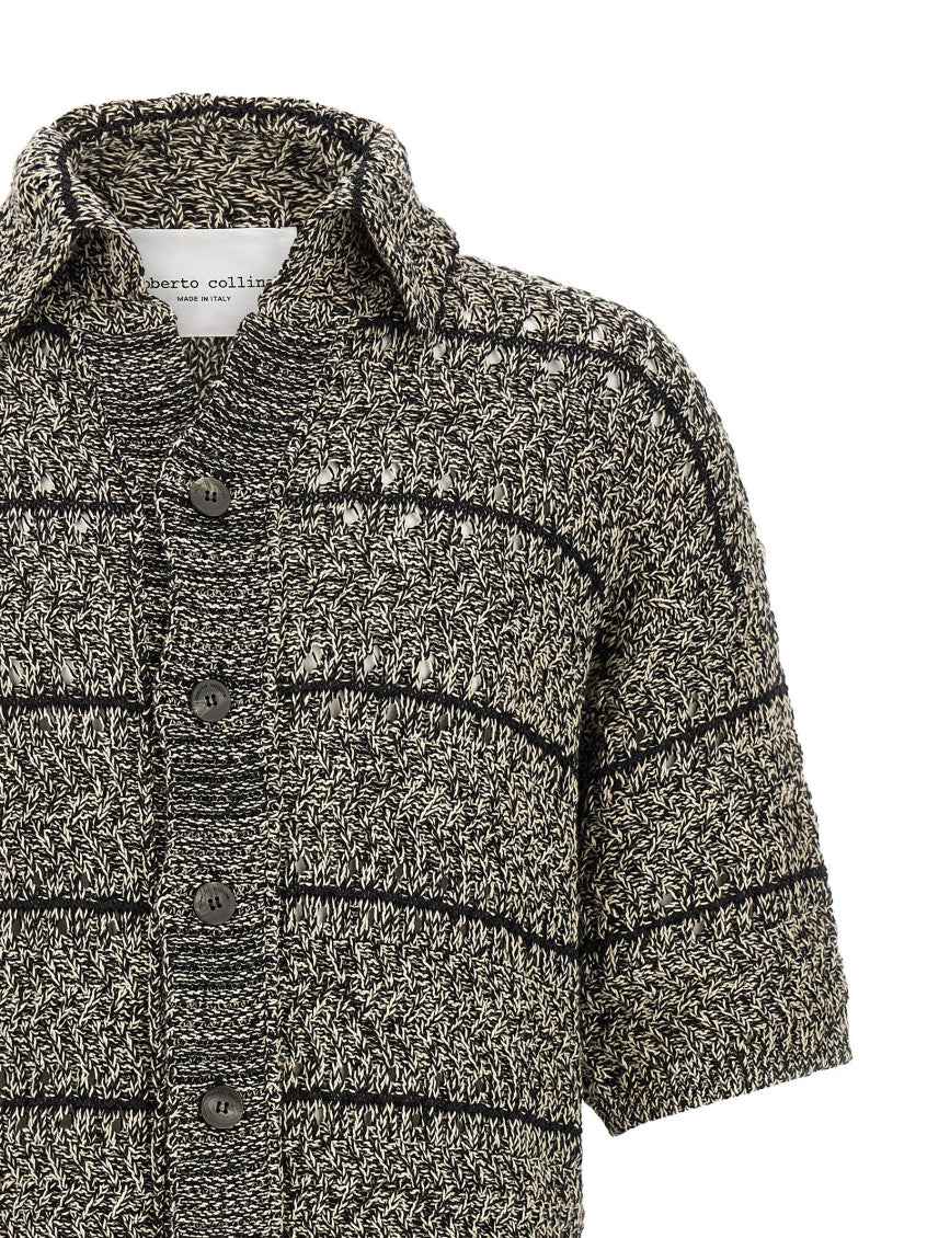 Black Mouliné Insert Cardigan 3