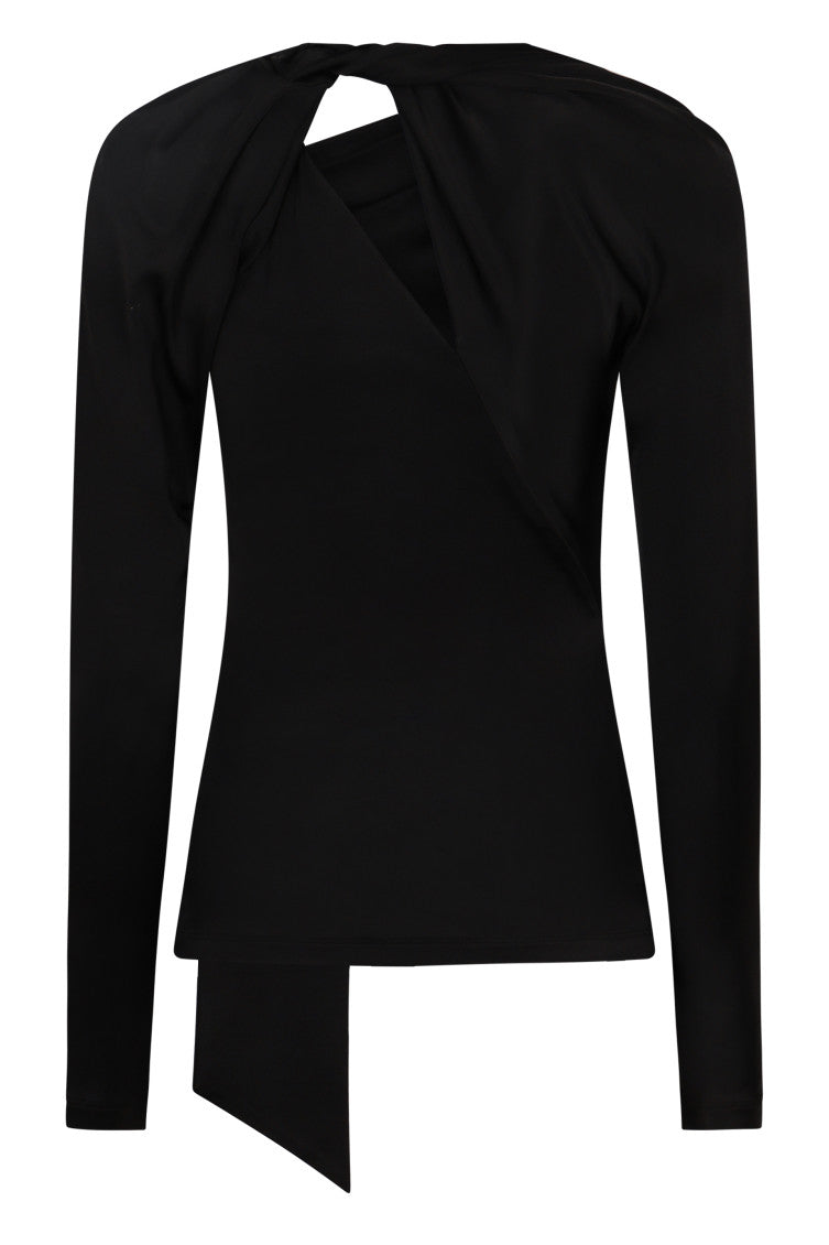 Black Asymmetric Scarf Detail Top 2