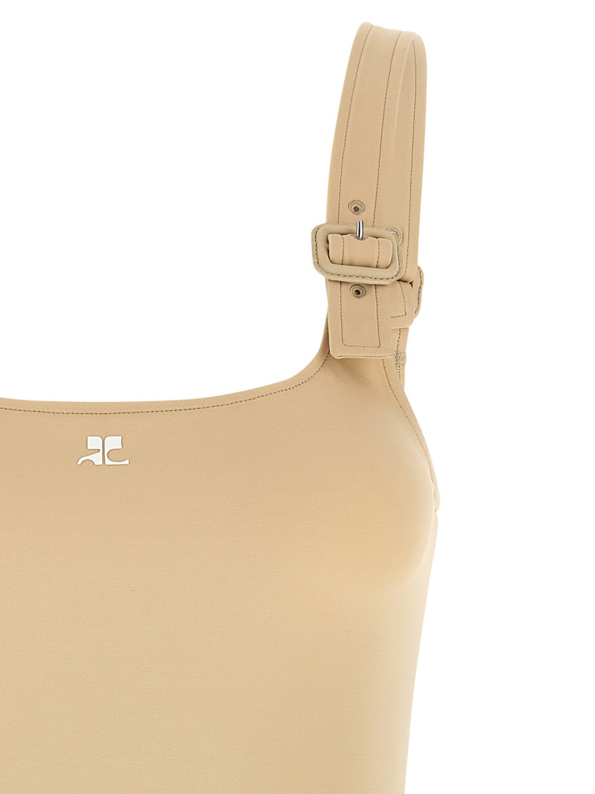 Beige Cut-out Bodysuit Top 3