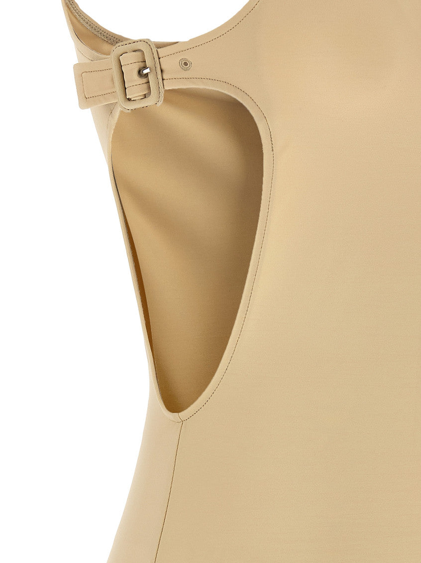Beige Cut-out Bodysuit Top 4