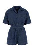 Blue Cotton Shorts Jumpsuit 1