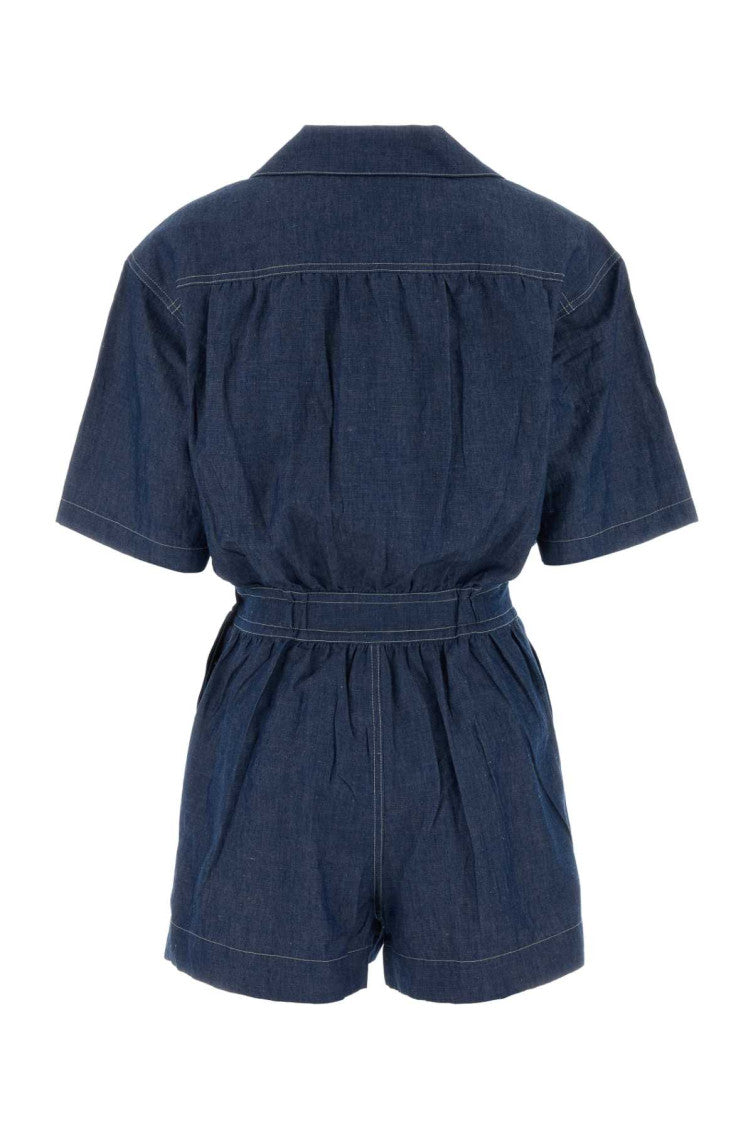Blue Cotton Shorts Jumpsuit 2