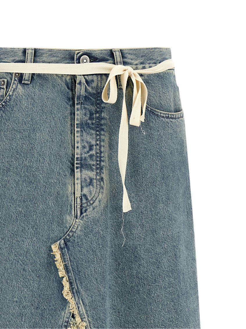 Light Blue Raw Hem Denim Skirt 3