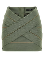 Green V-shaped Waist Skirt 1