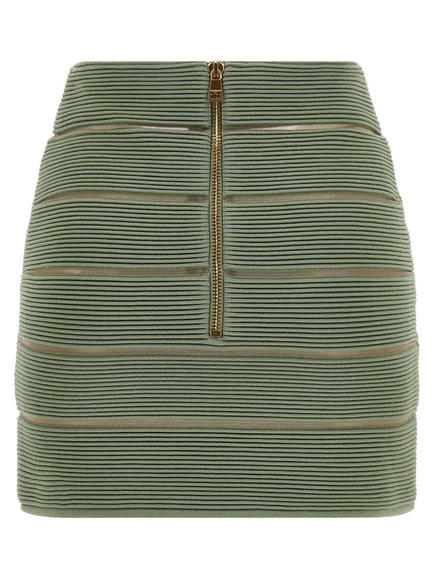 Green V-shaped Waist Skirt 2