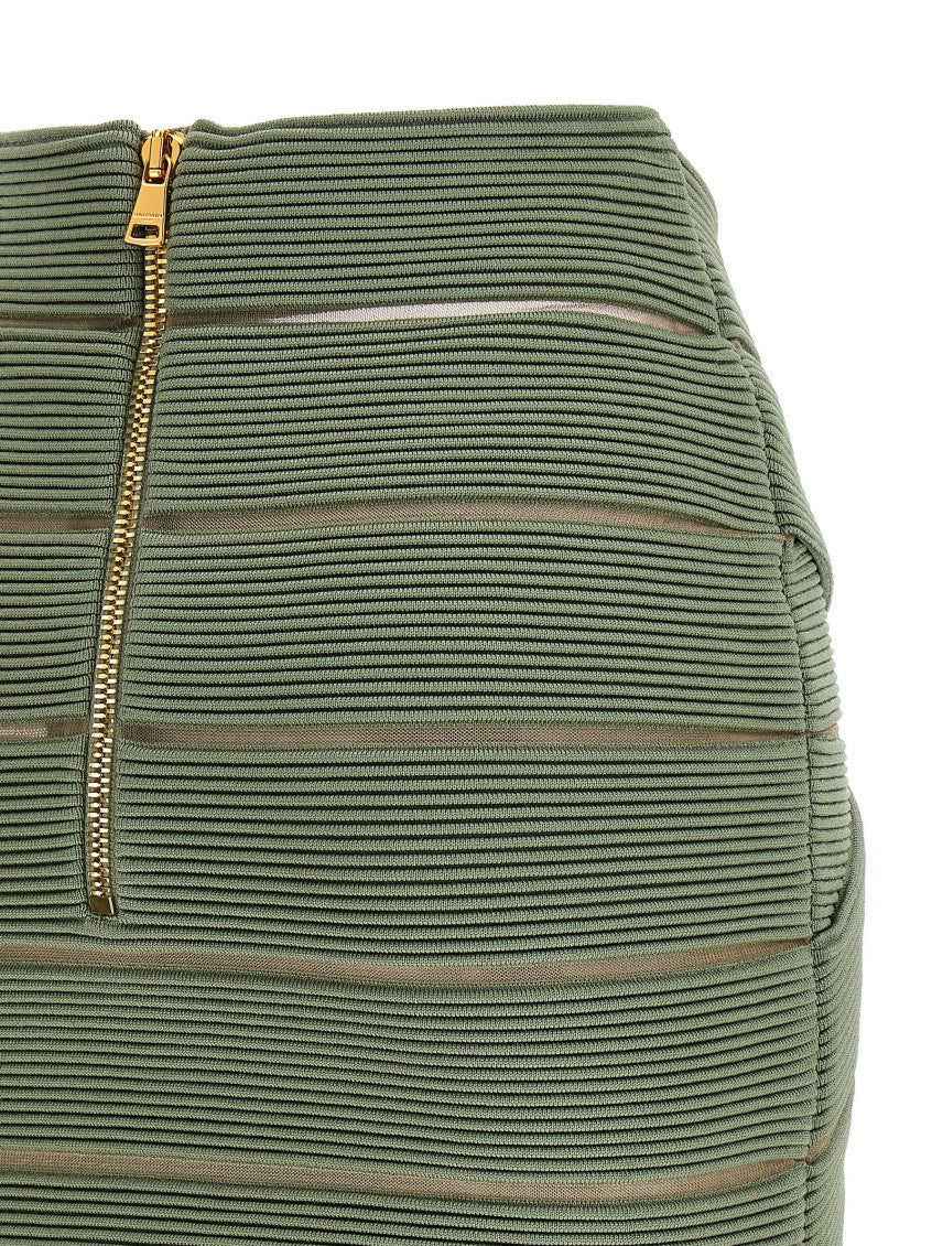 Green V-shaped Waist Skirt 4