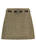 Beige 'Gancini' Belt Skirt 1
