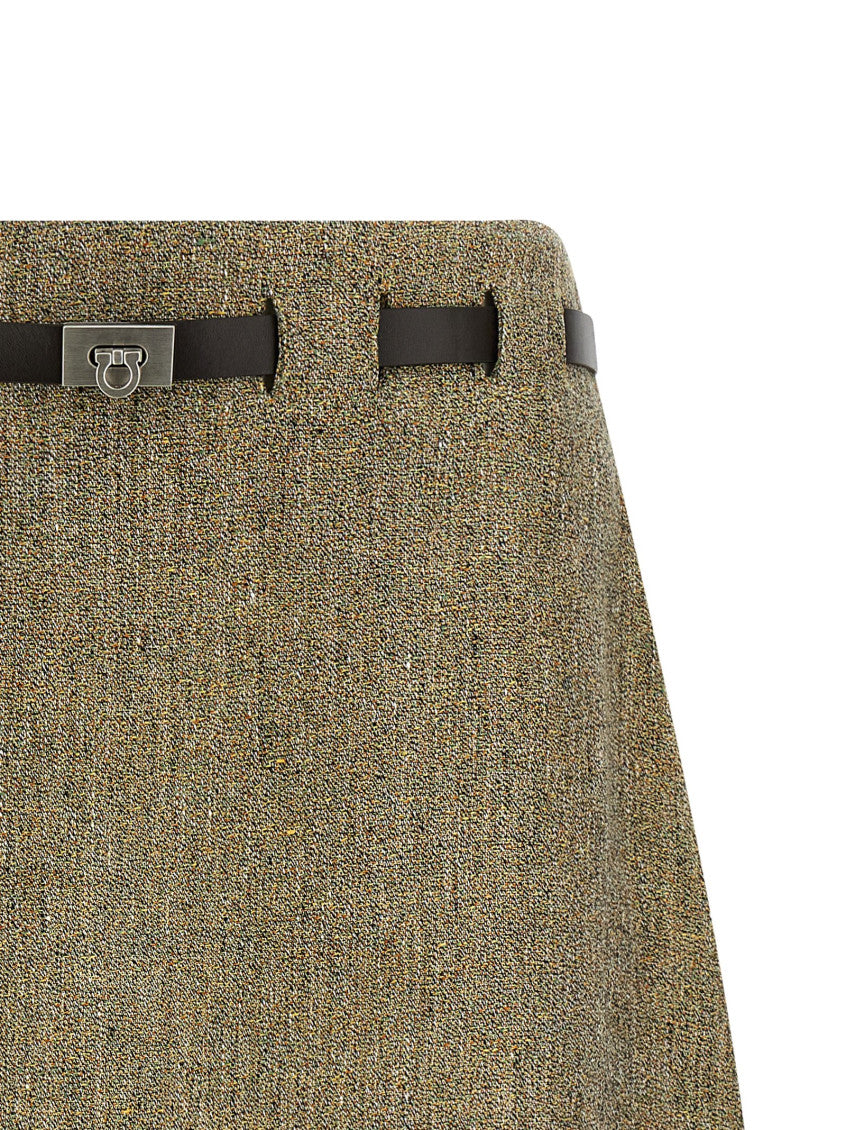 Beige 'Gancini' Belt Skirt 3