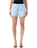Light Blue Stretch Silk Satin Short 1