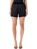 Black Stretch Silk Satin Short 1