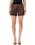 Light Brown Stretch Silk Satin Short 1