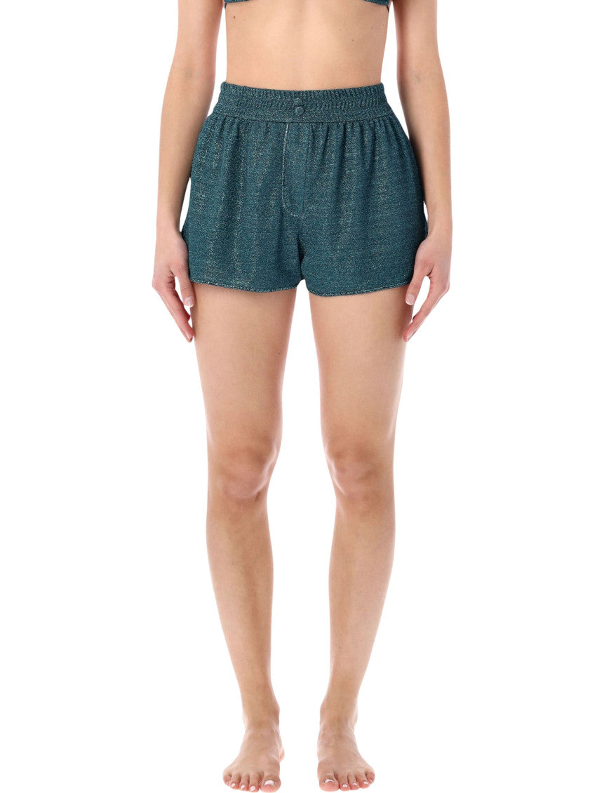 Blue Side Slit Waistband Shorts 1