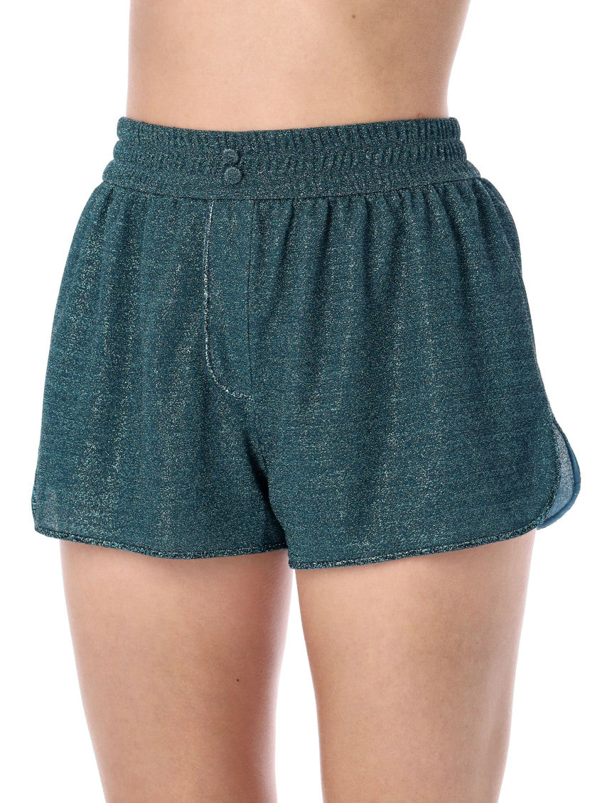 Blue Side Slit Waistband Shorts 3