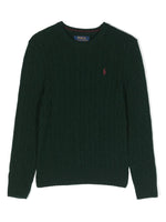 Boys Dark Green Polo Pony Knitted Sweaters 1