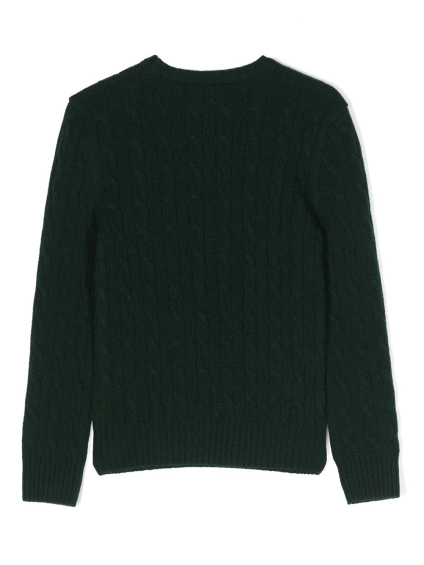Boys Dark Green Polo Pony Knitted Sweaters 3