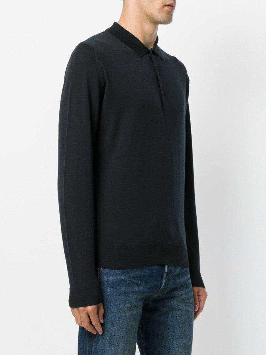 Black Knit Jumper Polo 2